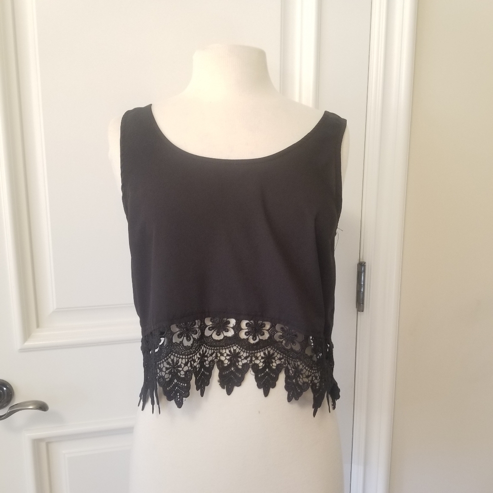 Lace-Bottomed Crop Top